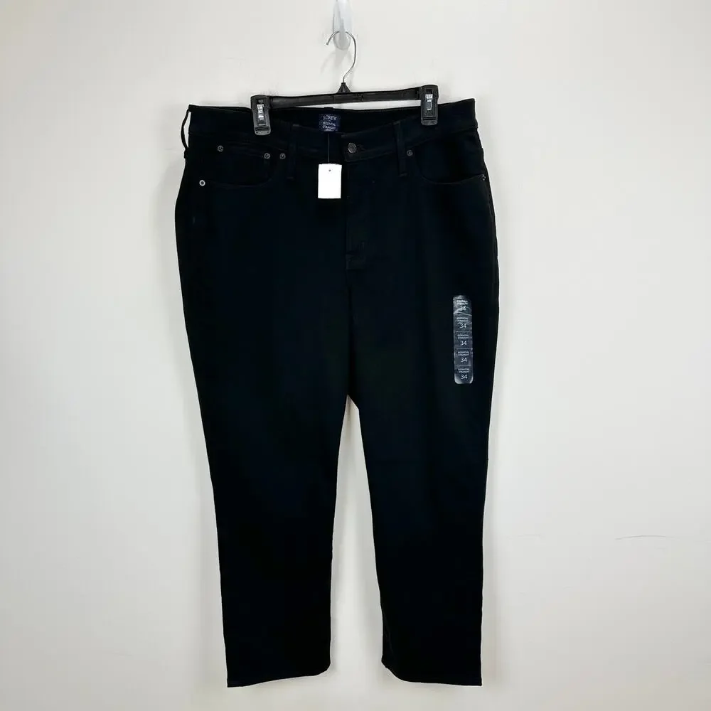 J.Crew Essential Straight Jean All Day Stretch Denim High Waist Black US 34 NWT